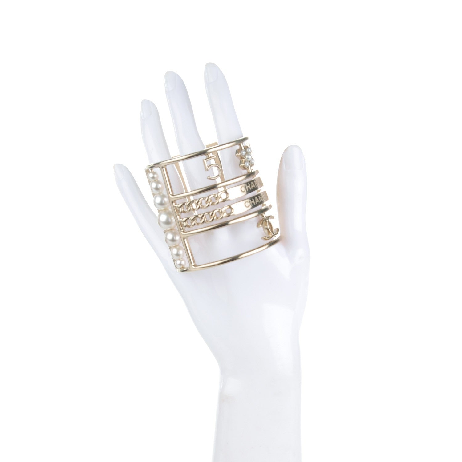 Chanel Metal Pearl CC Cuff Gold 2 of 5