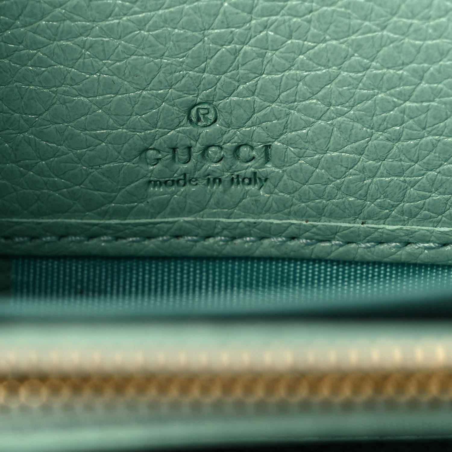 Gucci Posillipo Grain Calfskin Zumi Zip Around Wallet Water Green 6 of 8