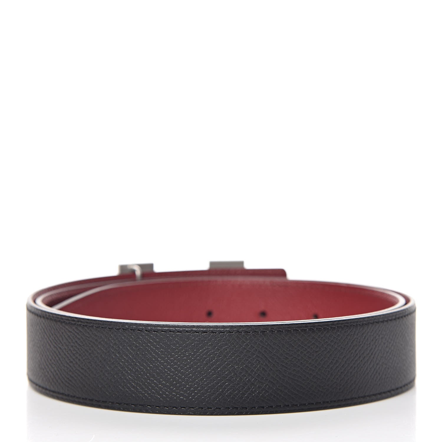 Hermes Epsom 32mm Guilloche H Belt 90 Black Rouge Grenat 3 of 7