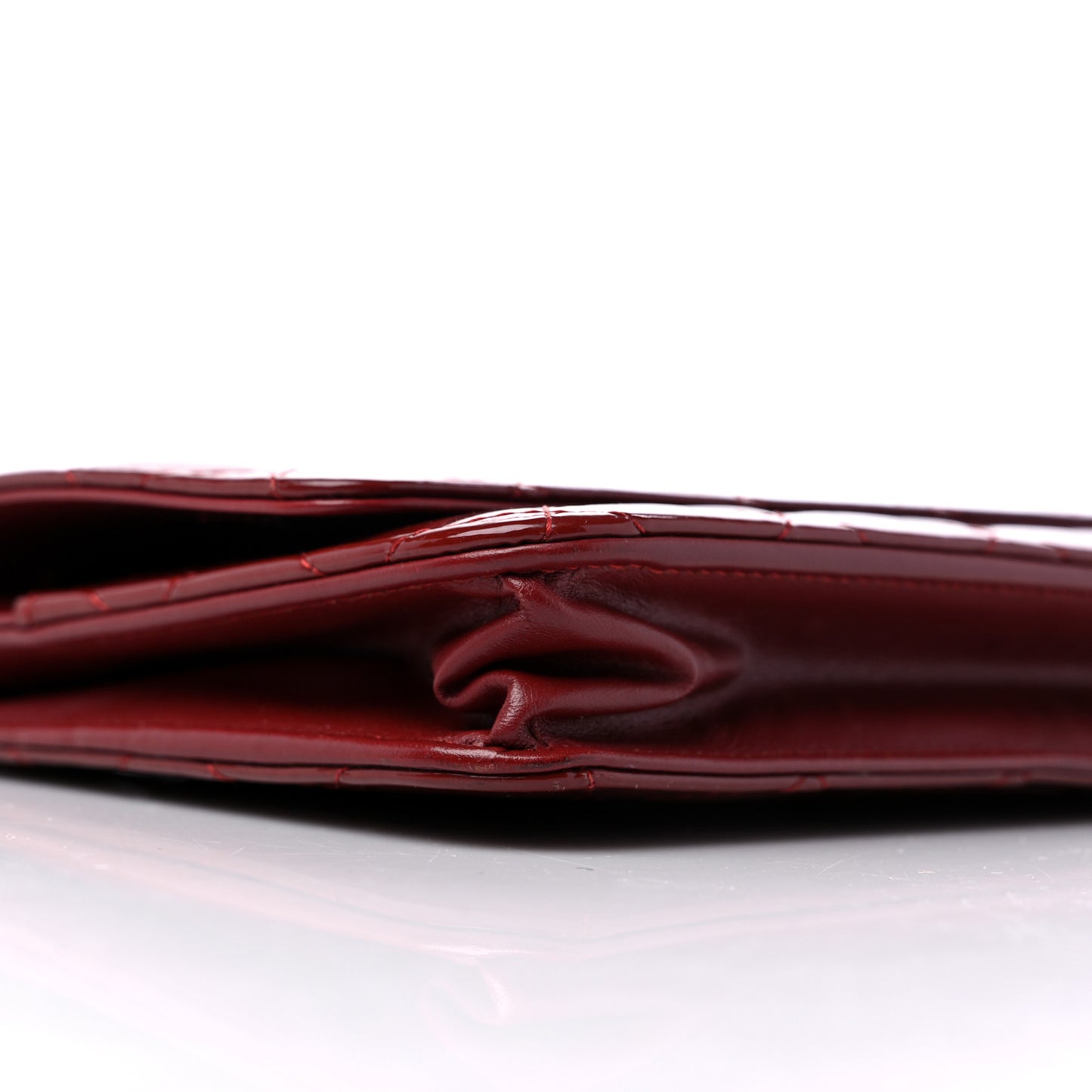 Patent Quilted Wallet On Chain WOC Red