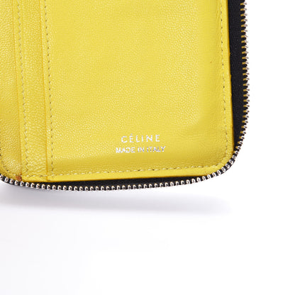 Celine Drummed Calfskin Zip Around Multifunction Wallet Black Citron 6 of 9