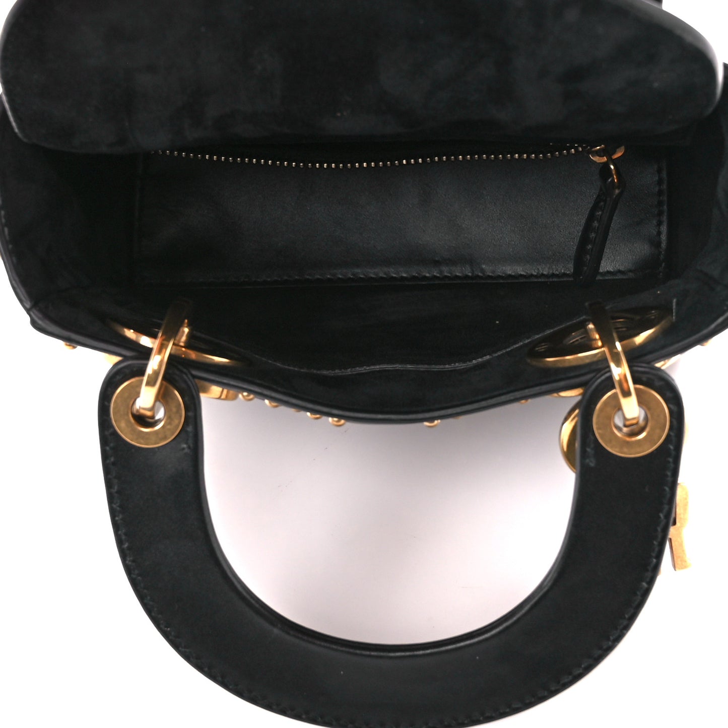 Lambskin Studded Mini Supple Lady Dior Black