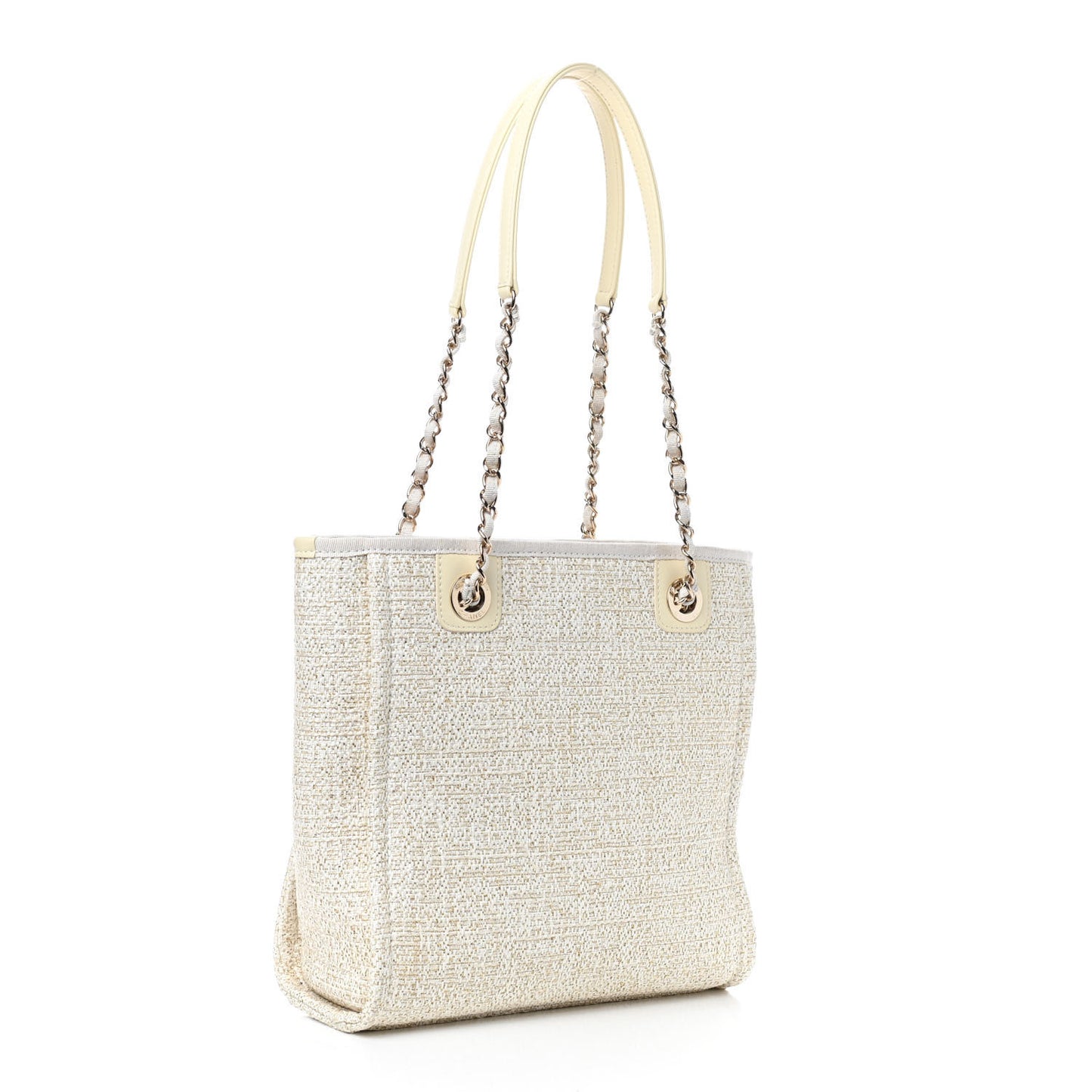 Lurex Boucle Mini Deauville Tote White