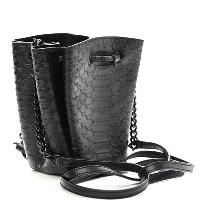 Saint Laurent Calfskin Python Embossed Mini Monogram Bucket Crossbody Bag Black 3 of 9