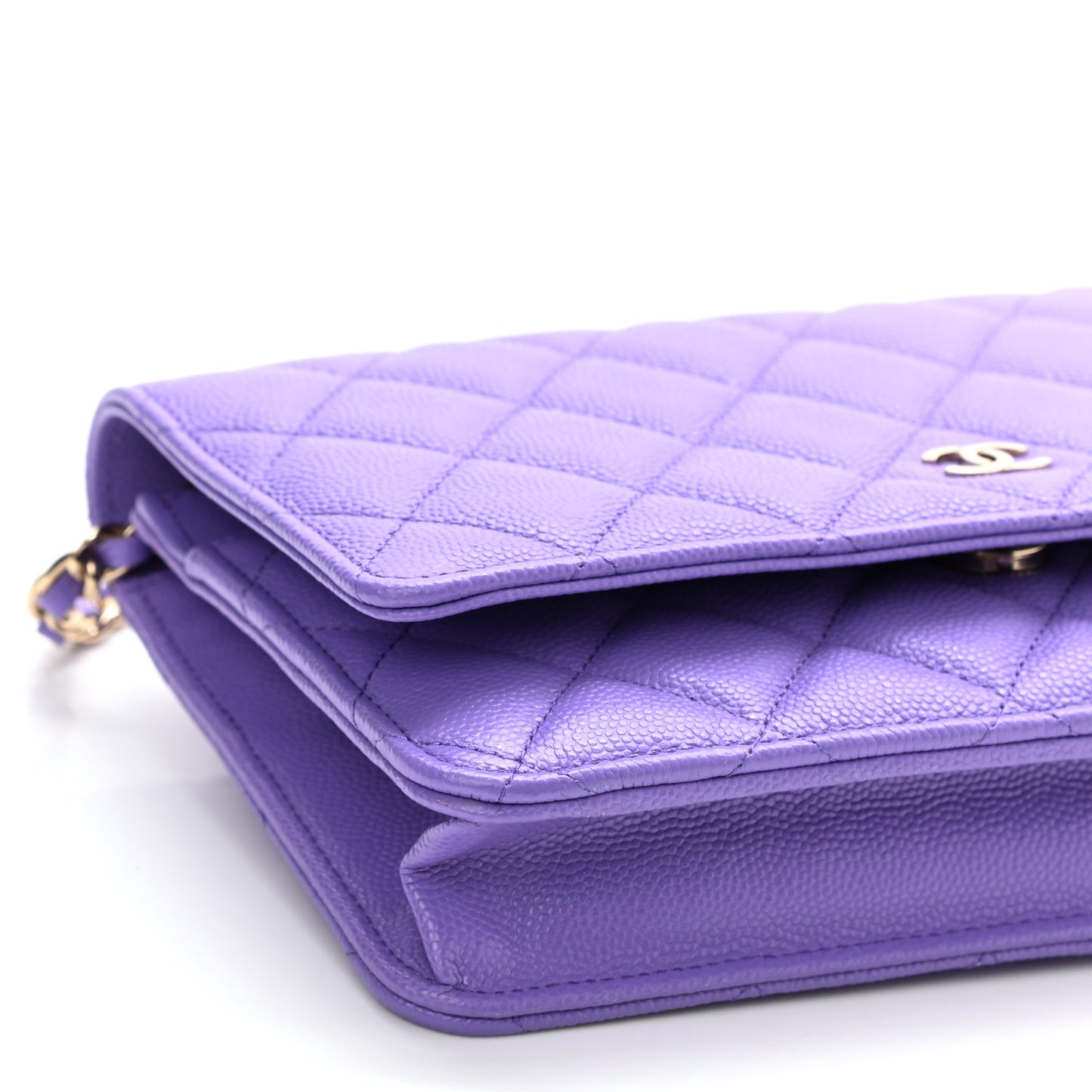 Caviar Quilted Wallet On Chain WOC Purple