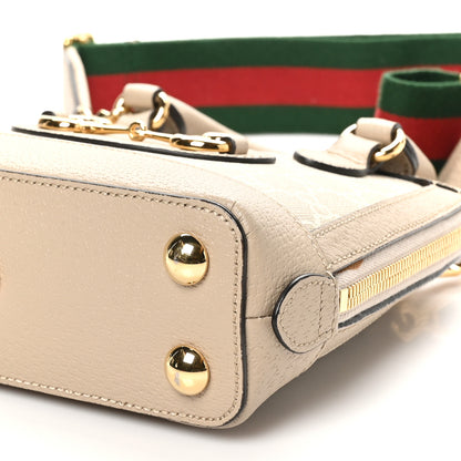 Gucci GG Supreme Monogram Textured Dollar Calfskin Mini Horsebit 1955 Top Handle Bag Beige Mystic White Oatmeal 10 of 10
