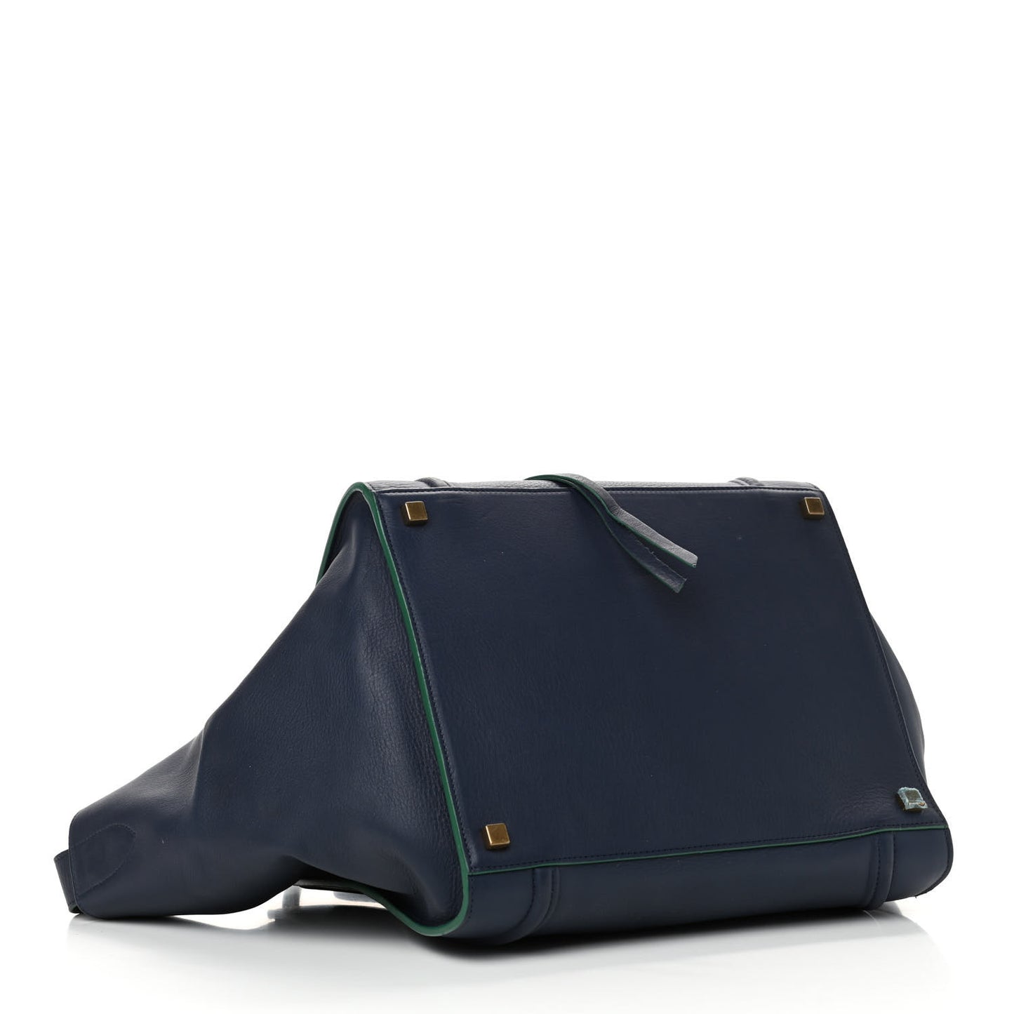 Supple Calfskin Medium Phantom Luggage Navy Blue Green Trim