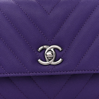 Chanel Caviar Chevron Quilted Mini Coco Handle Flap Purple 8 of 11