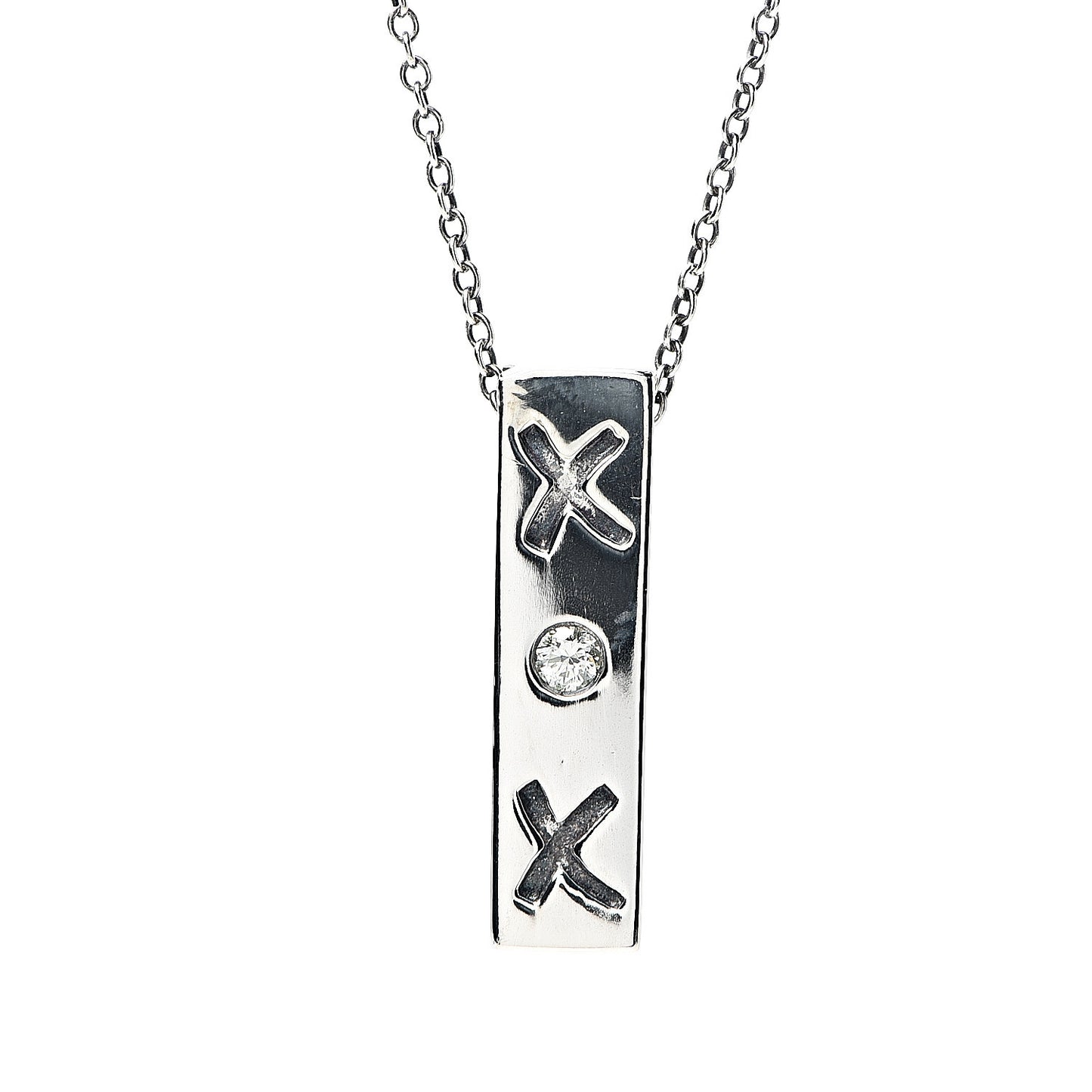 Sterling Silver Diamond Paloma Picasso Love and Kisses Bar Pendant Necklace