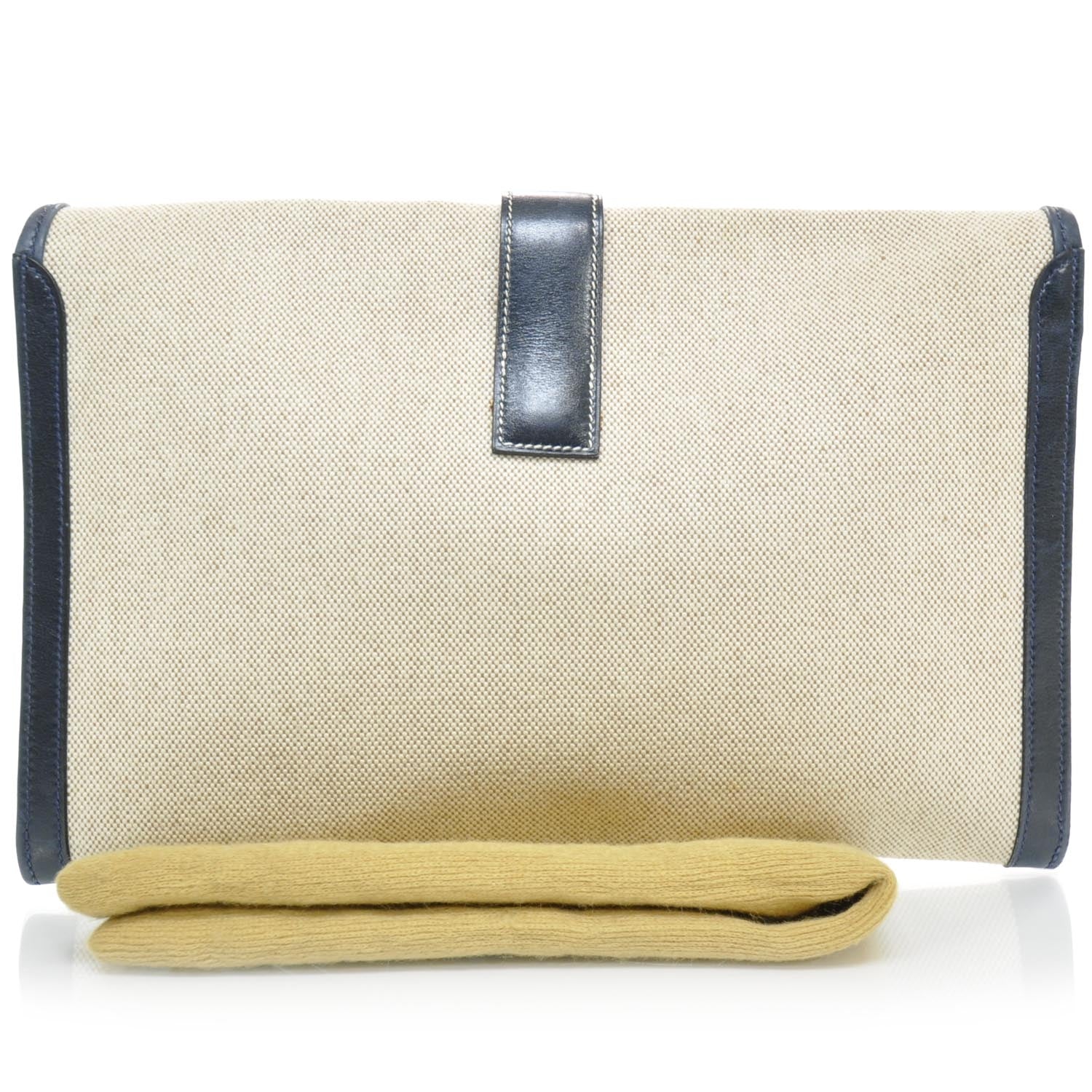 Hermes Toile Leather Jige PM Clutch Navy Bleu 2 of 8
