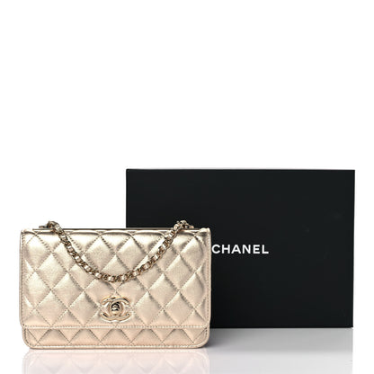 Chanel Metallic Lambskin Quilted Trendy CC Wallet On Chain WOC Gold 11 of 11