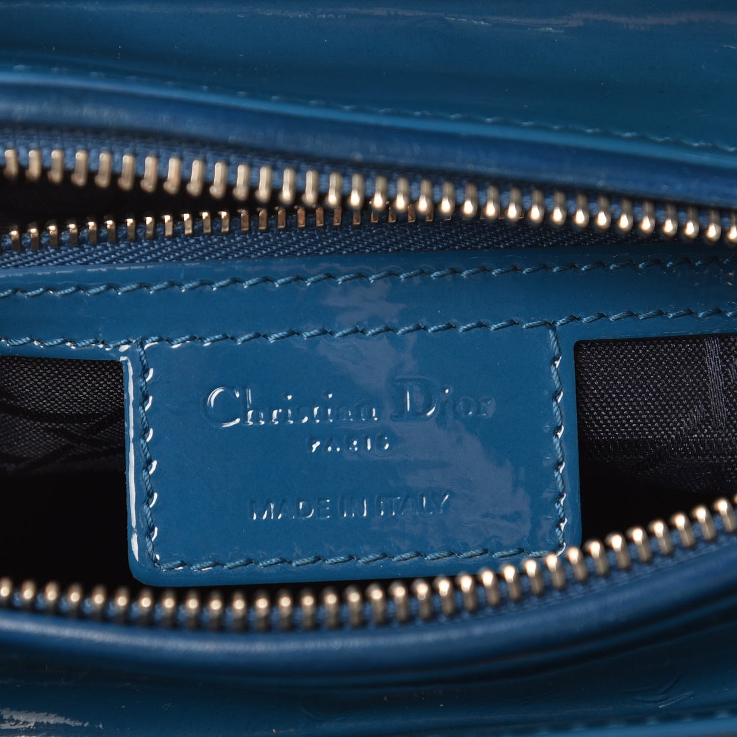 Patent Cannage Medium Lady Dior Blue