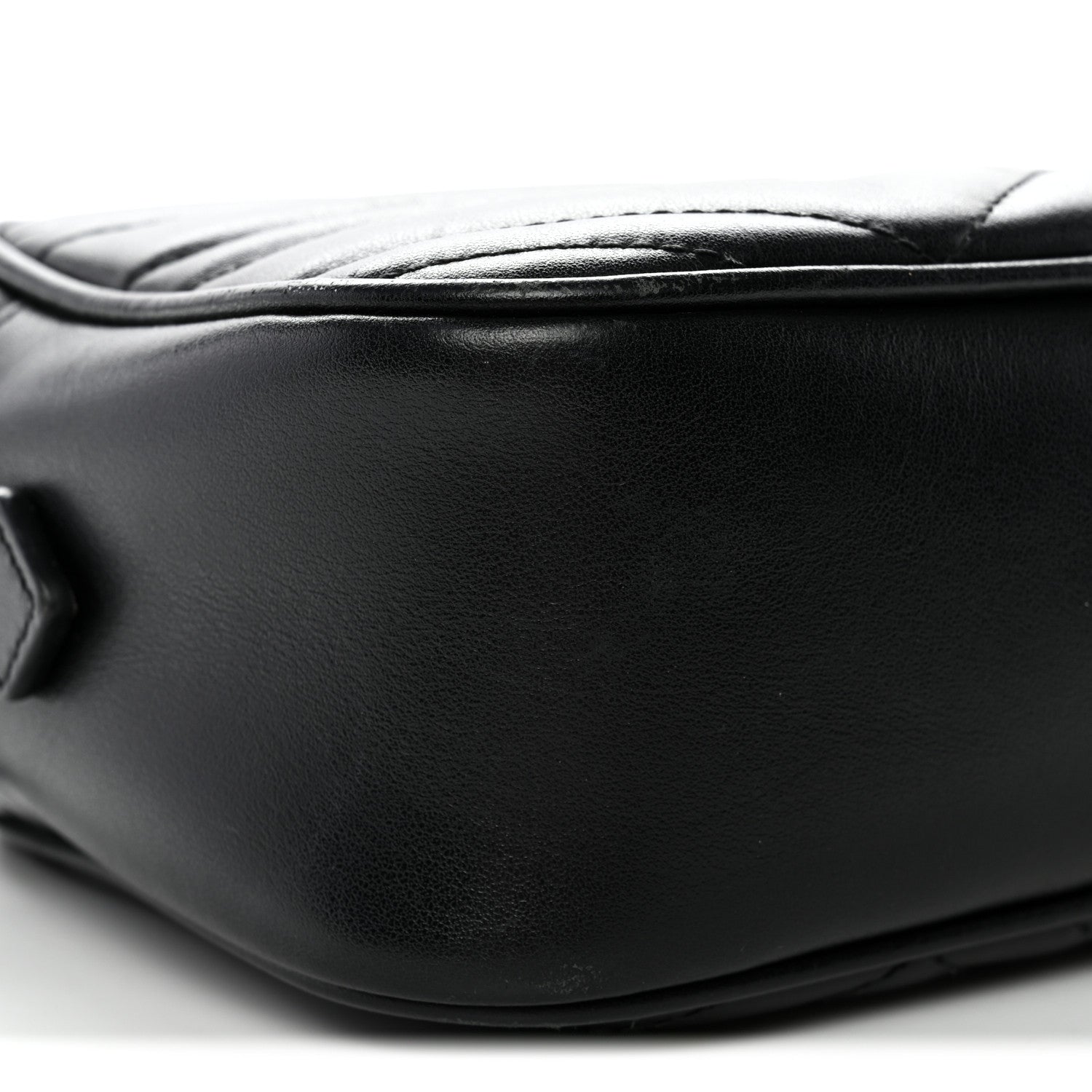 Gucci Calfskin Matelasse Monochrome Small GG Marmont Chain Shoulder Bag Black 9 of 13