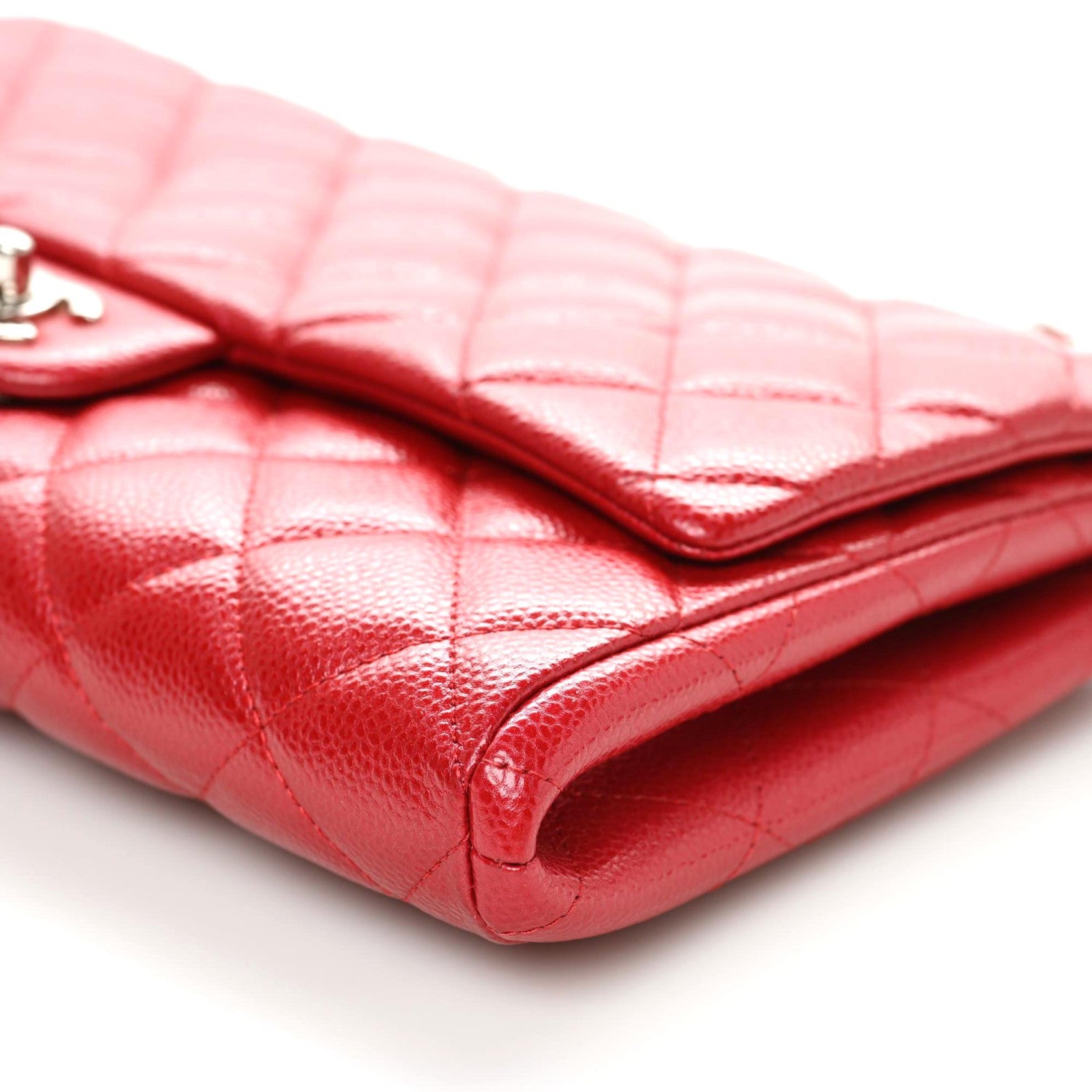 Chanel Caviar Quilted Clutch With Chain Flap Red 6 of 10