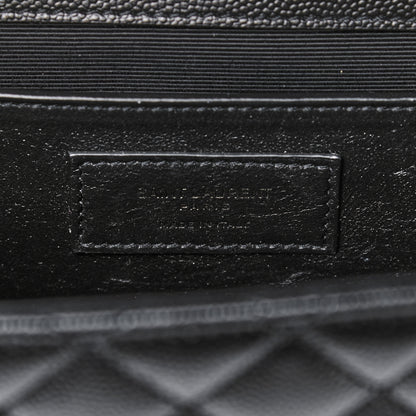 Saint Laurent Grain De Poudre Textured Mixed Matelasse Triquilt Medium Monogram Satchel Black 8 of 13