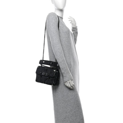 Valentino Garavani Nappa Monochrome Small Roman Stud Shoulder Bag Black 2 of 9