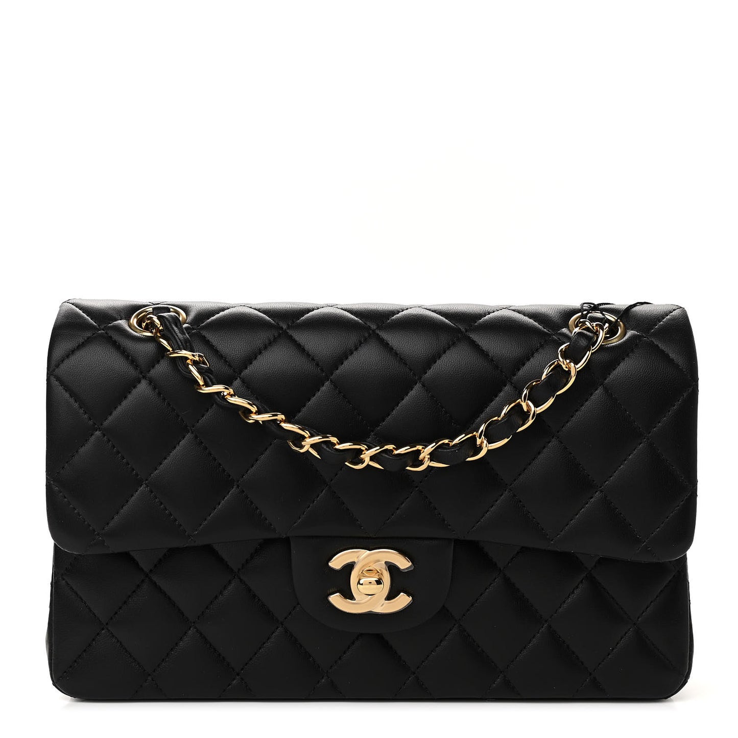 Lambskin Quilted Small Double Flap Black