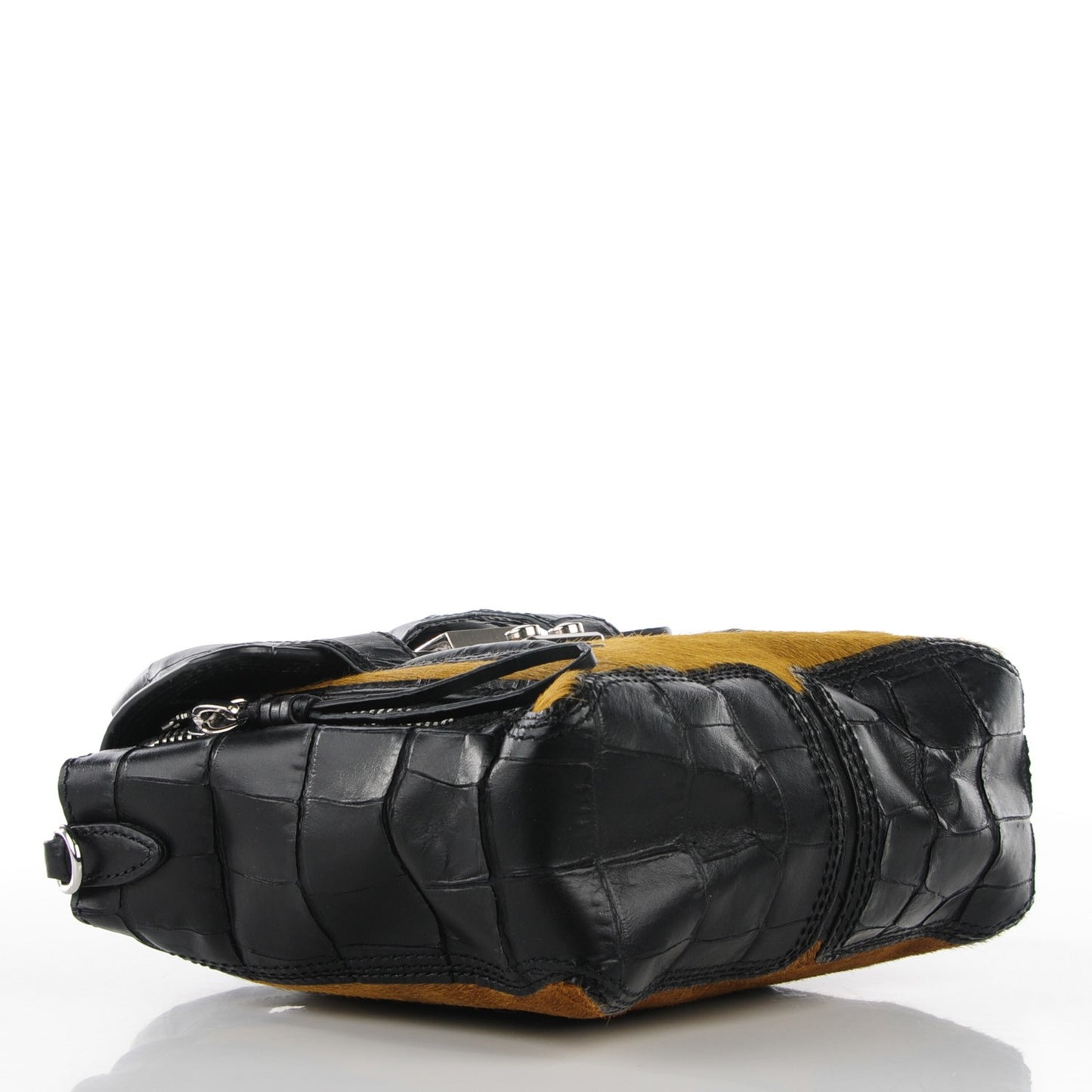 3.1 Calf Hair Calfskin Crocodile Embossed Mini Pashli Satchel Antique Grey Olive