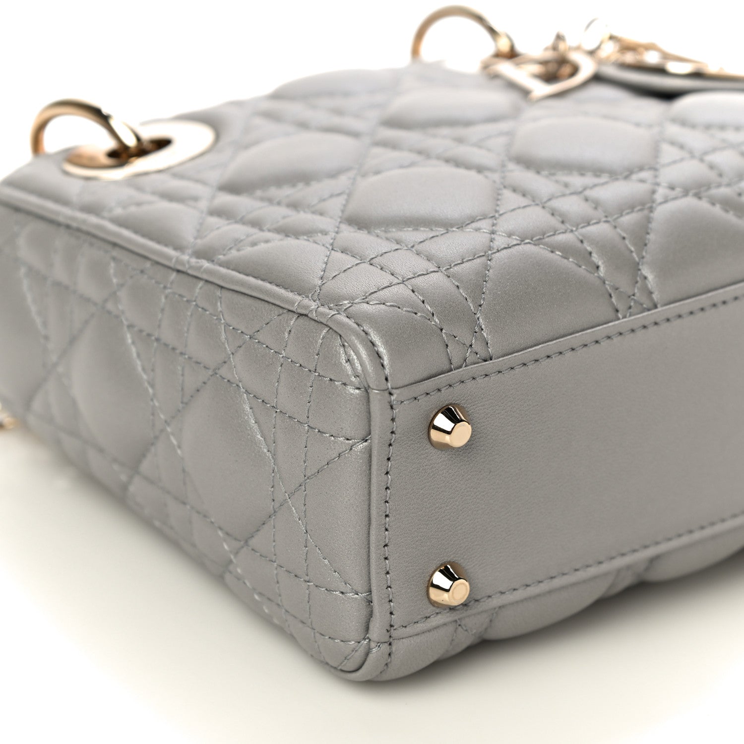 Christian Dior Metallic Lambskin Cannage Mini Lady Dior Grey 8 of 10