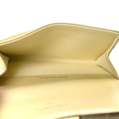 Chanel Cloudy Pearly Goatskin Quilted Flap Card Holder Wallet Light Yellow 5 of 9