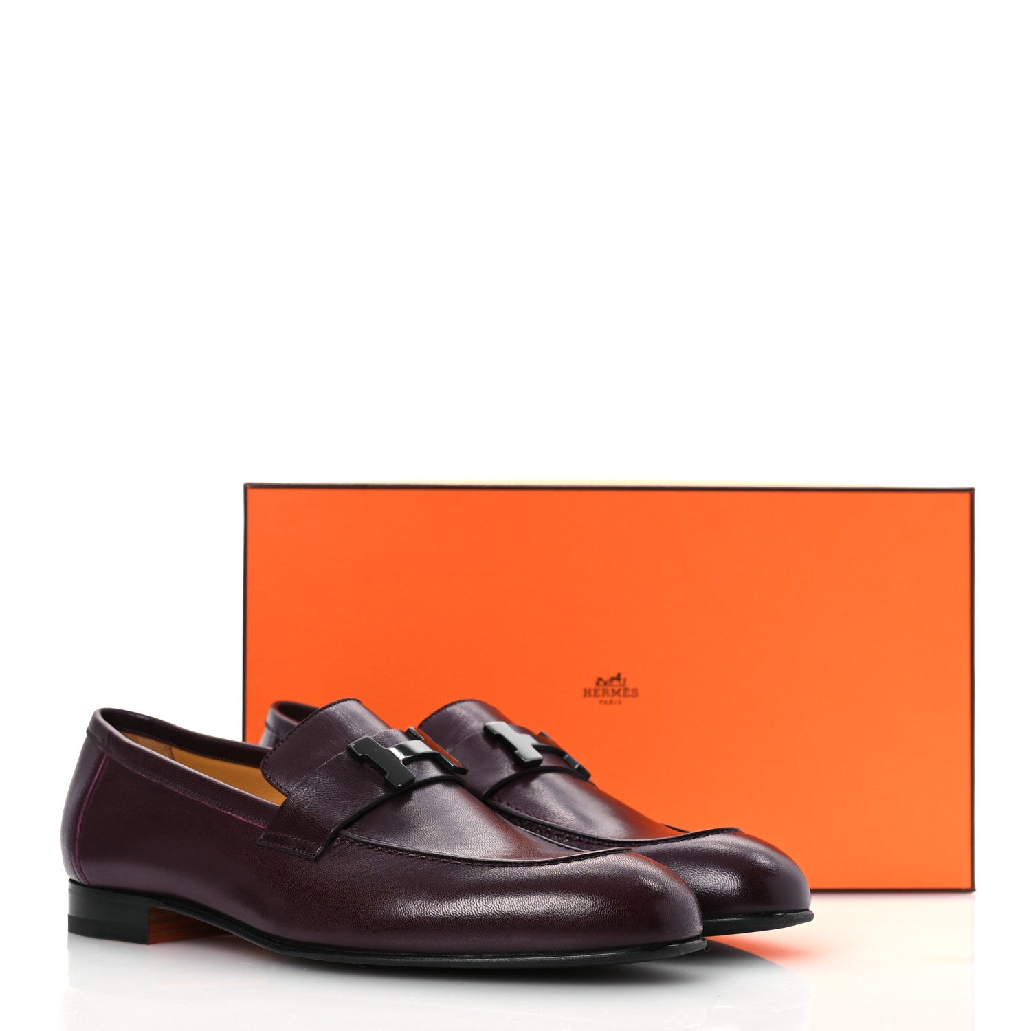 Hermes Goatskin Mens Paris Loafers 42 Marron Mahogany 1676997 – FASHIONPHILE