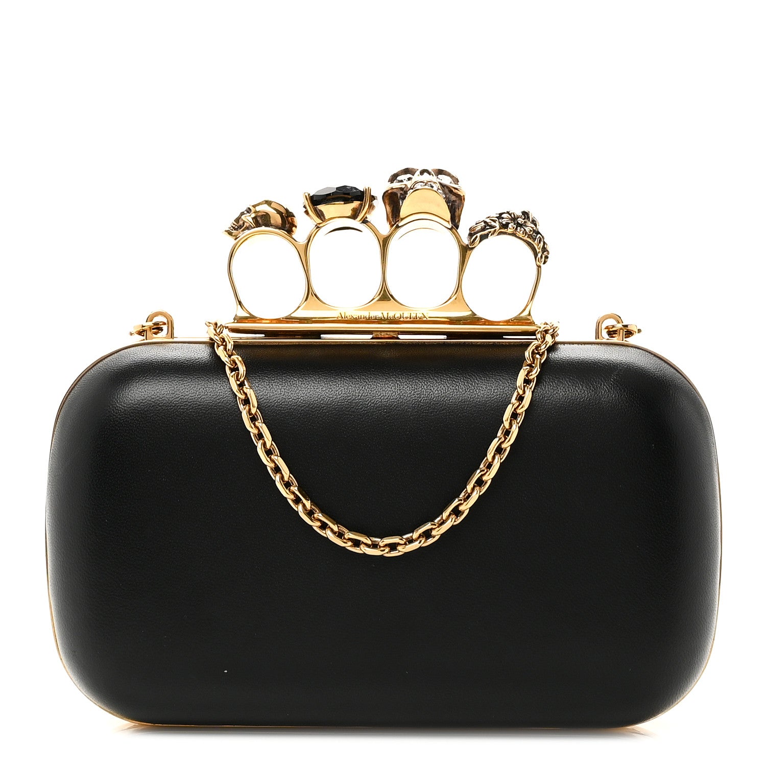Alexander McQueen Nappa Skull Knuckle Duster Box Clutch Black 1 of 10