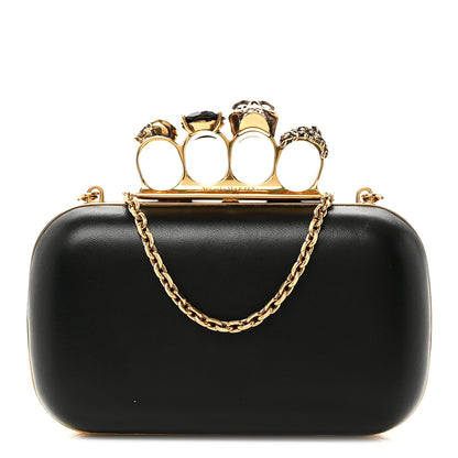 Alexander McQueen Nappa Skull Knuckle Duster Box Clutch Black 1 of 10