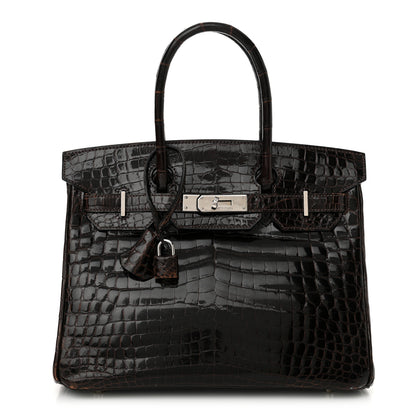 Hermes Shiny Niloticus Crocodile Birkin 30 Havane 1 of 16