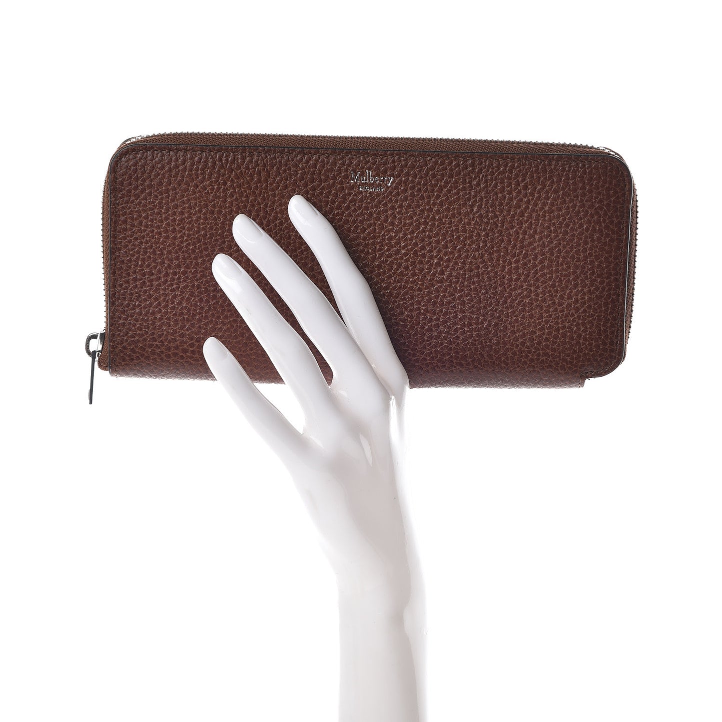 Natural Grain Leather Zip Around Wallet Oak