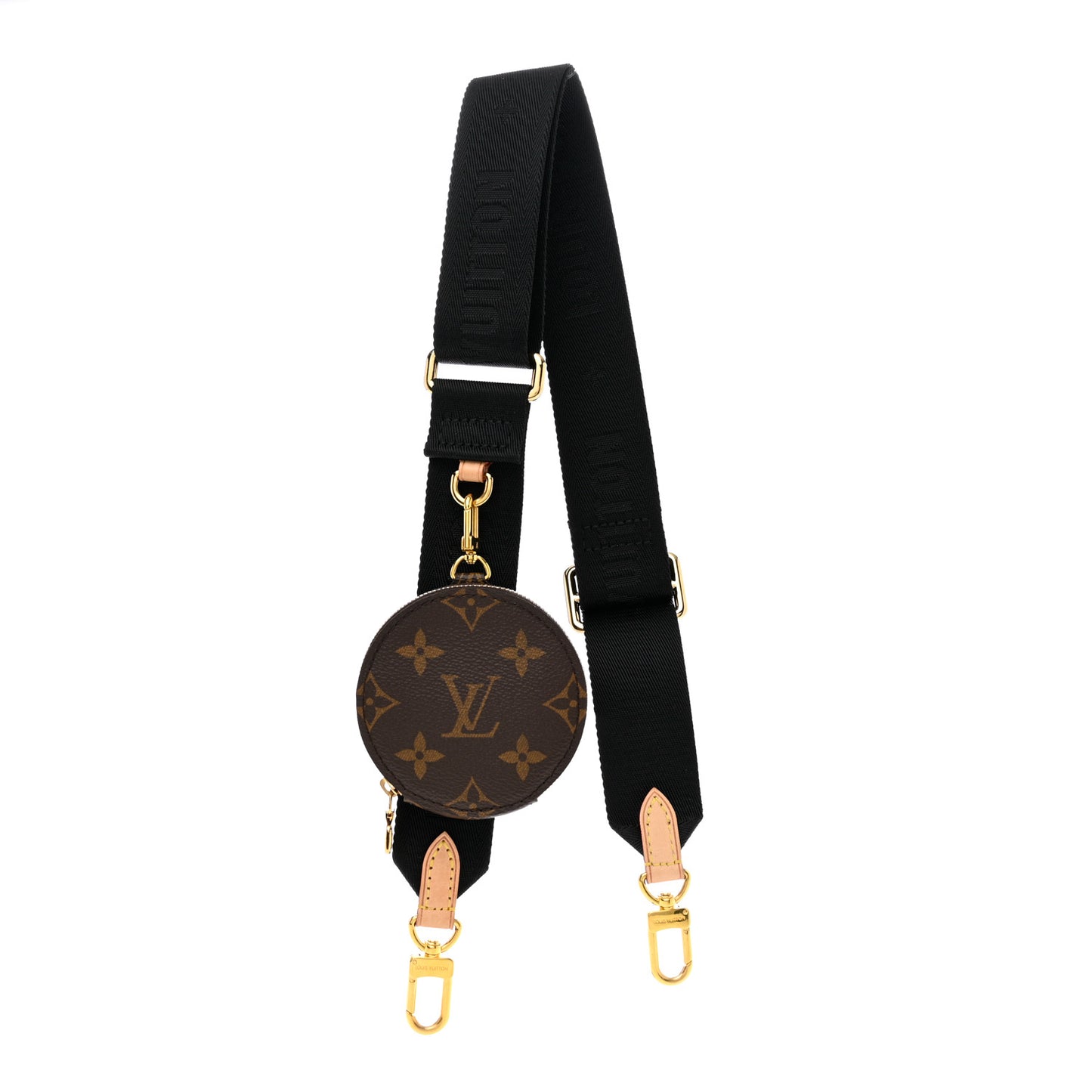 Nylon Monogram Strap with Coin Purse Black