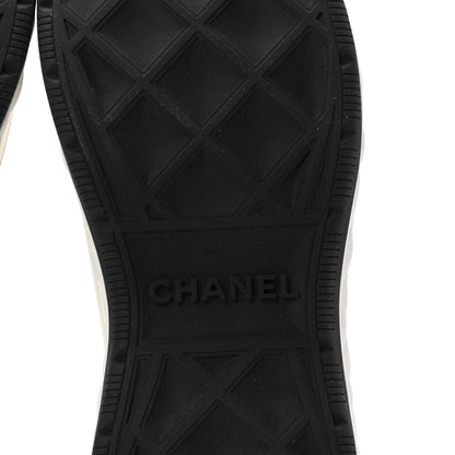 Chanel Velvet Calfskin Mixed Fibers CC Sneakers 40 Ivory Black 6 of 8