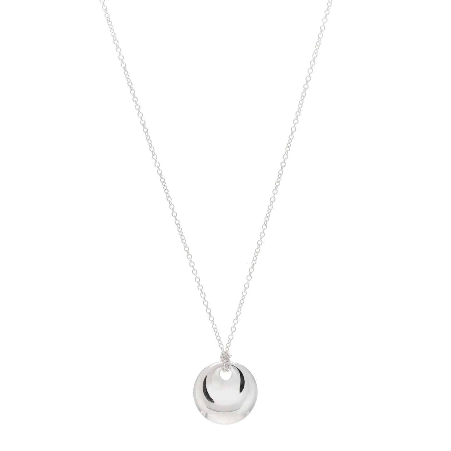 Sterling Silver Elsa Peretti Round Disc Pendant Necklace