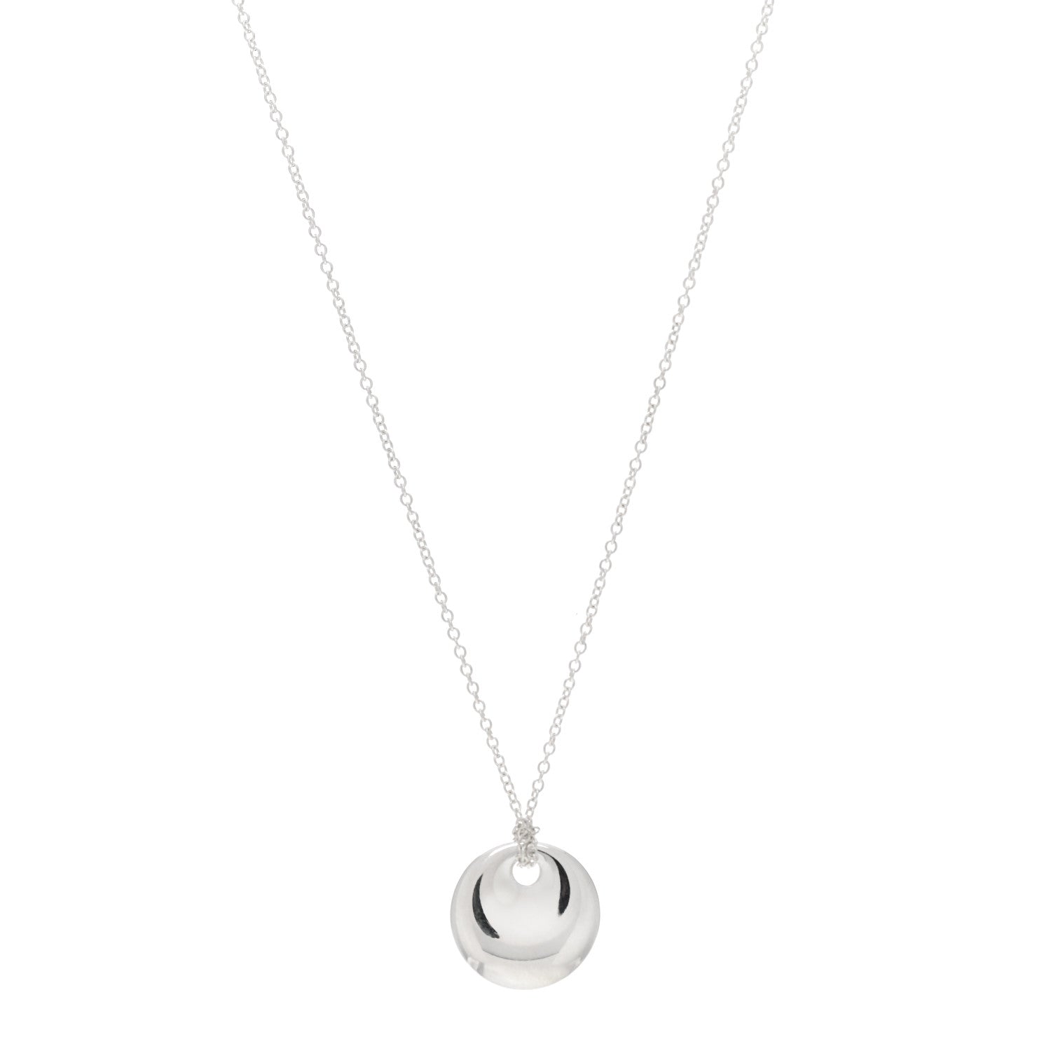 Tiffany Sterling Silver Elsa Peretti Round Disc Pendant Necklace 1 of 4