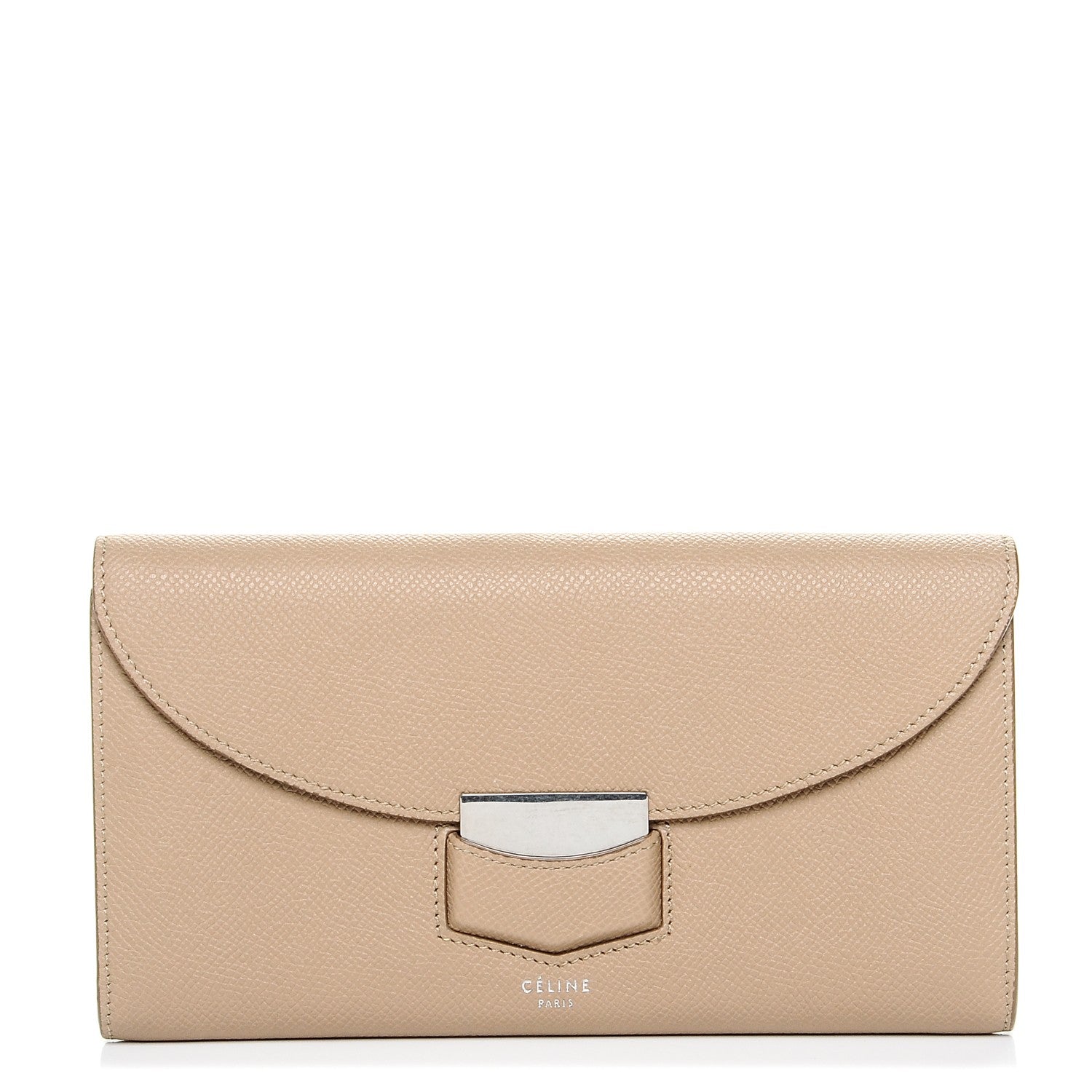 Celine Grained Calfskin Large Trotteur Multifunction Flap Wallet Light Taupe 1 of 8