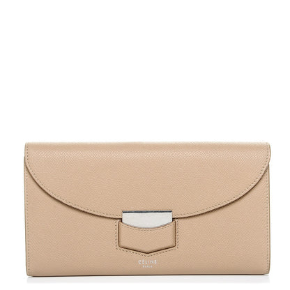 Celine Grained Calfskin Large Trotteur Multifunction Flap Wallet Light Taupe 1 of 8