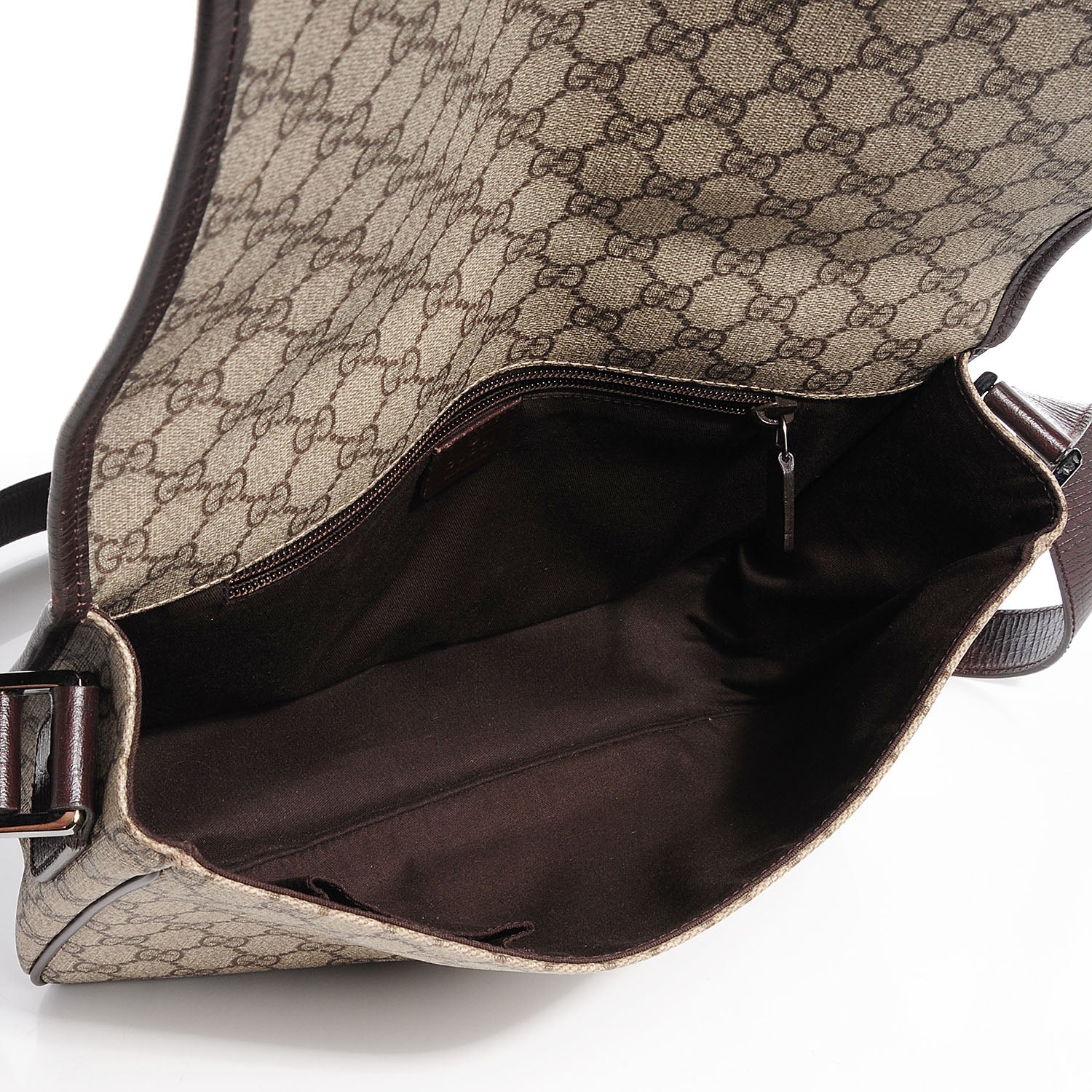 Gucci GG Plus Monogram Web Large Flap Messenger Beige Dark Brown 5 of 7