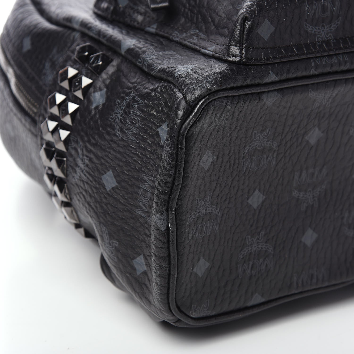 MCM Visetos Small Side Stud Stark Backpack Black 7 of 10