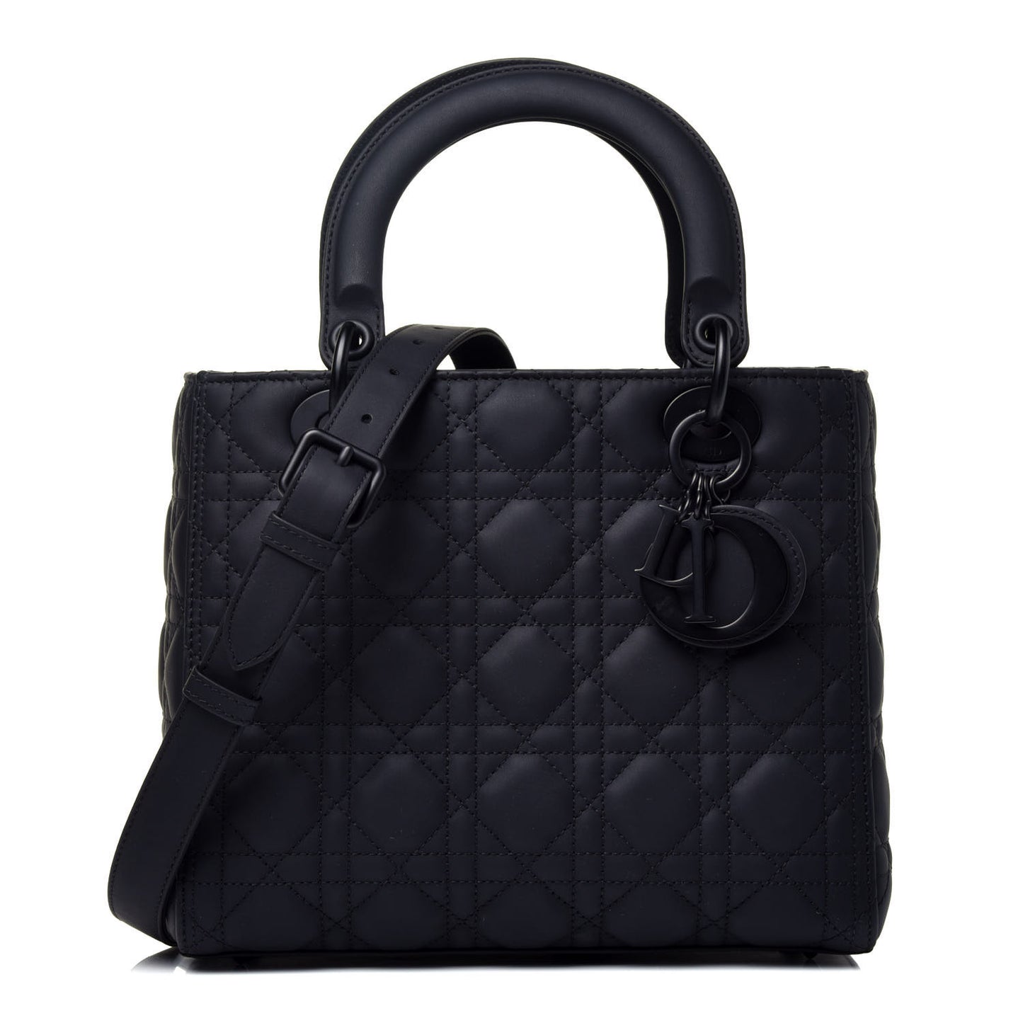 Ultra Matte Calfskin Cannage Medium Lady Dior Black