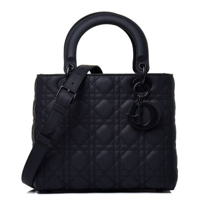 Christian Dior Ultra Matte Calfskin Cannage Medium Lady Dior Black 1 of 9