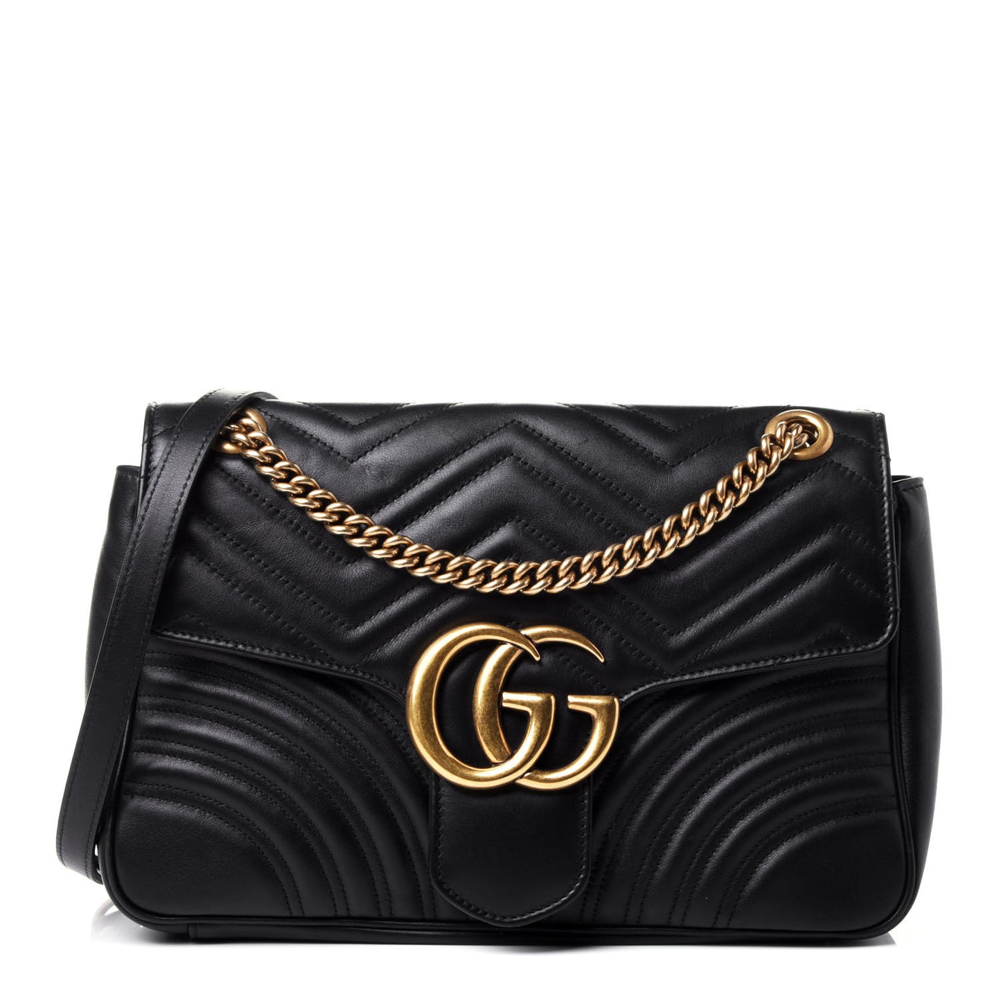 Calfskin Matelasse Medium GG Marmont Shoulder Bag Black