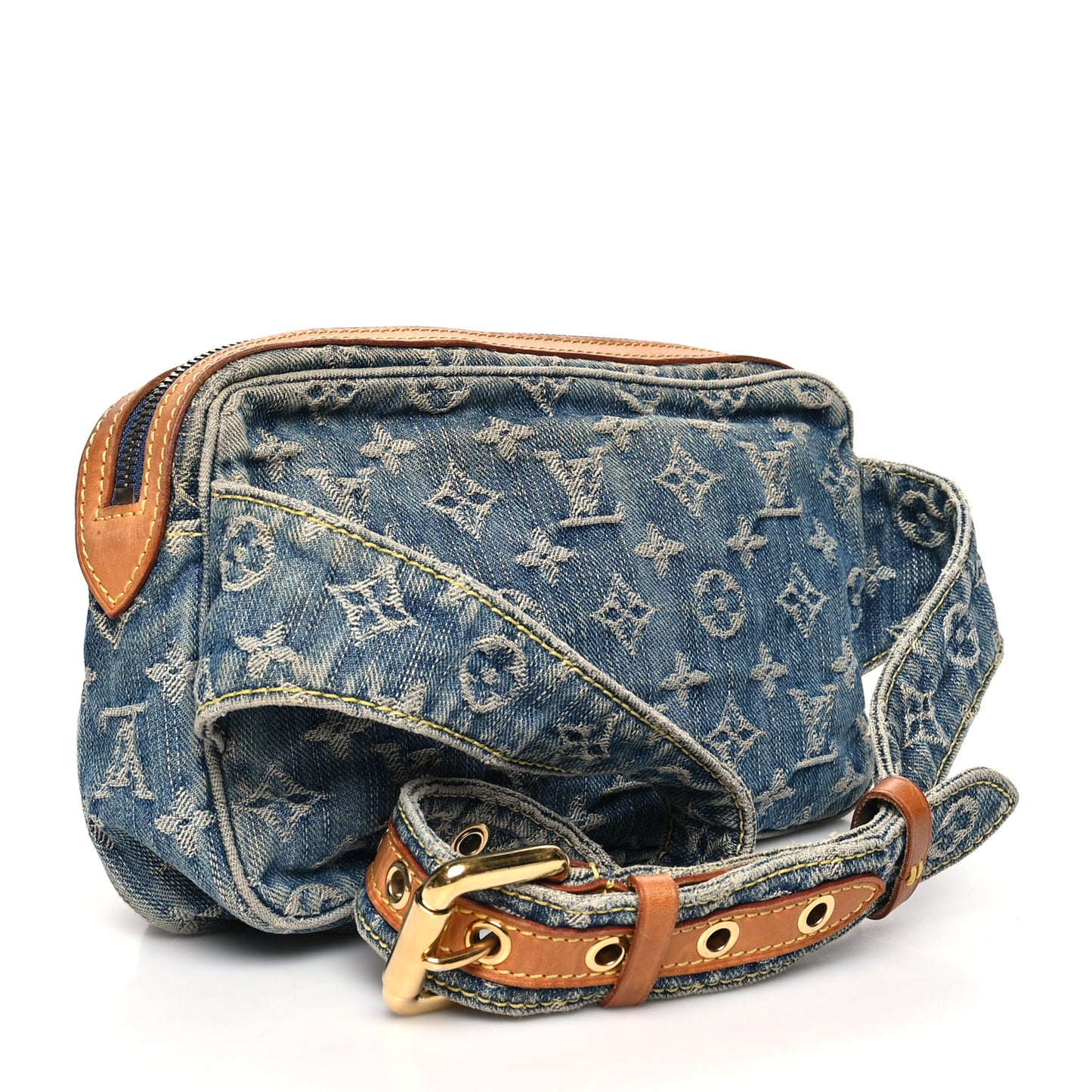 Monogram Denim Bum Bag Blue