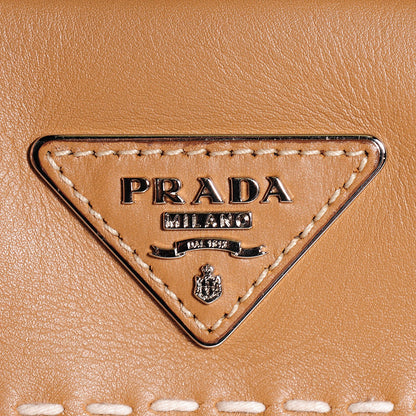 Prada City Calf Topstitched Hobo Caramel 6 of 9