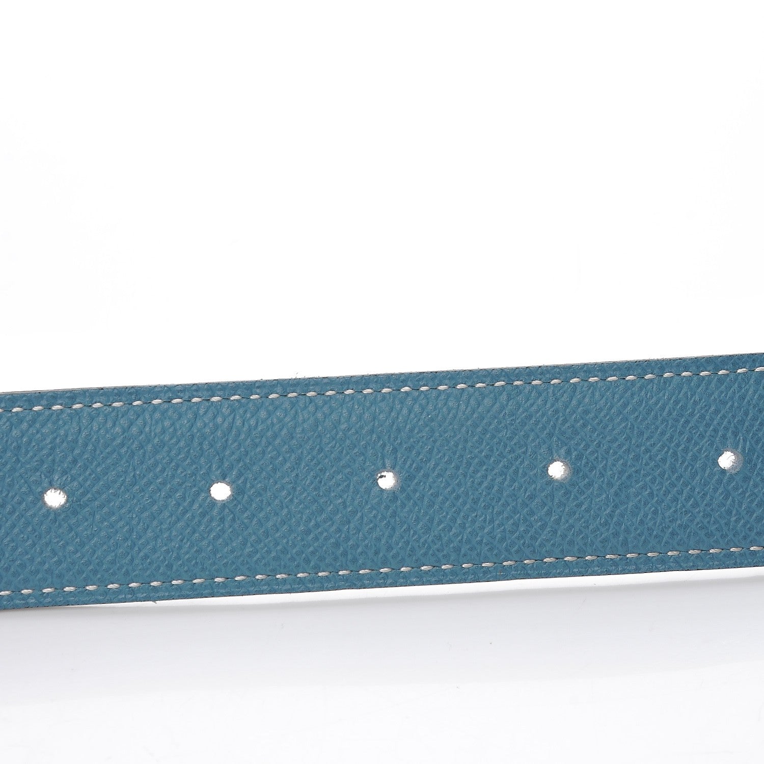 Hermes Epsom Swift 32mm H Belt 80 Blue Jean White 6 of 9