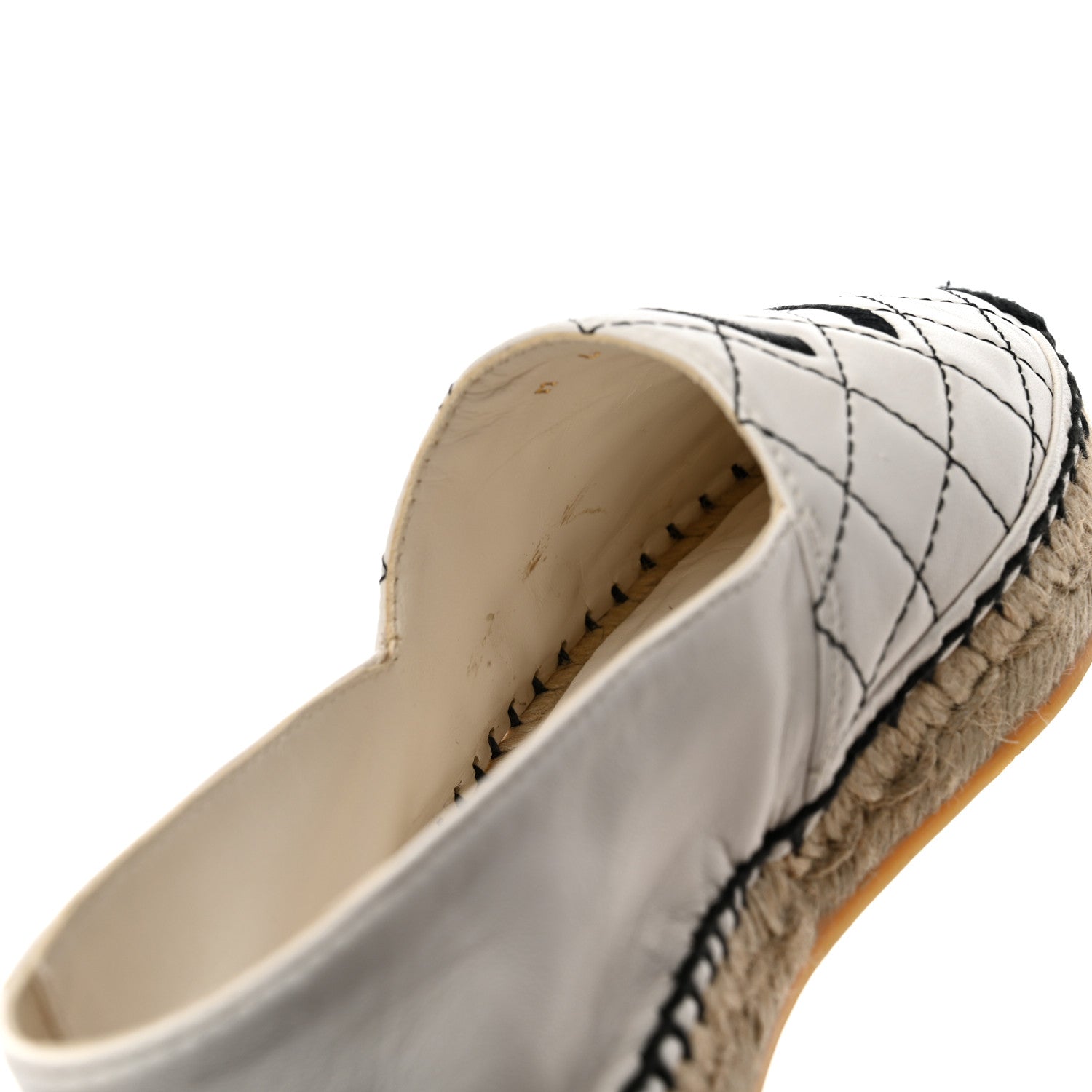 Chanel Lambskin Stitched CC Espadrilles 35 White Black 12 of 13
