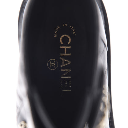Chanel Shiny Goatskin Calfskin Quilted Lace Up Combat Boots 39 Black 7 of 8