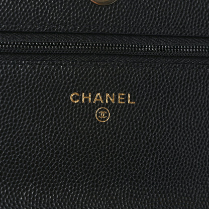Chanel Shiny Caviar Enamel Quilted CC Wallet On Chain WOC Black 6 of 11