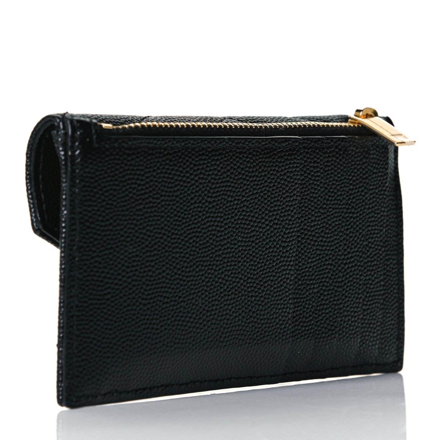 Grain De Poudre Matelasse Chevron Monogram Compact Wallet Black