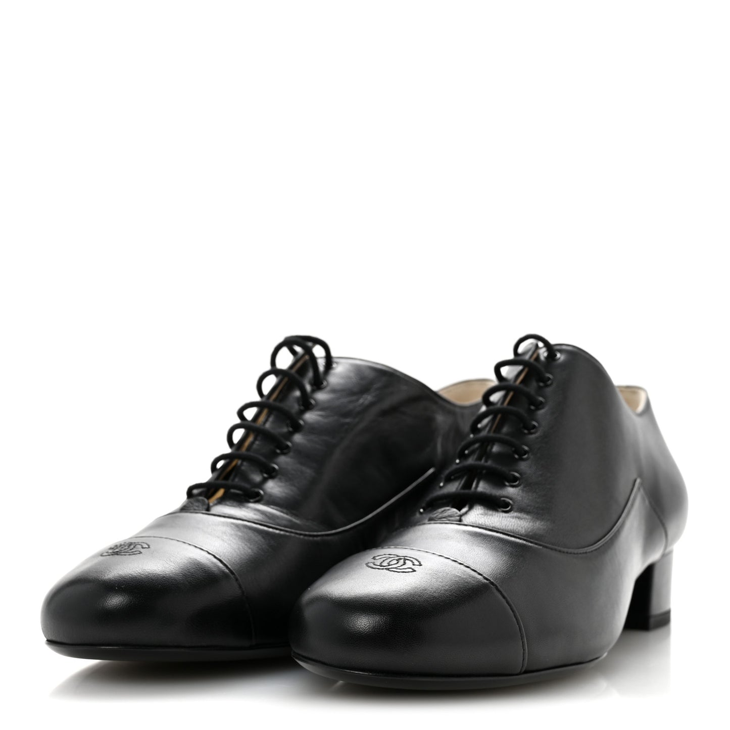 Smooth Lambskin Lace Up Shoes 39.5 Black