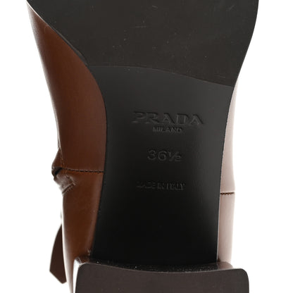 Prada Vitello Triangle Ankle Boots 36.5 Cognac 7 of 9