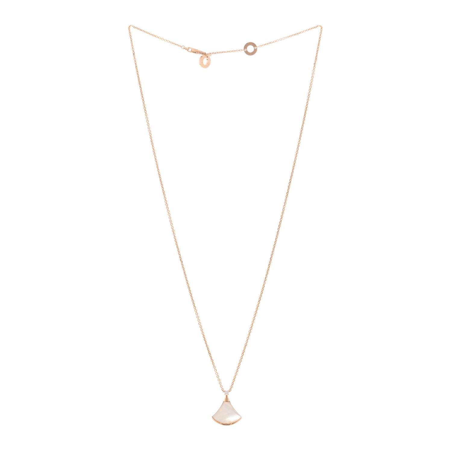 Bulgari 18K Rose Gold Diamond Mother of Pearl Small Divas' Dream Pendant Necklace 3 of 5